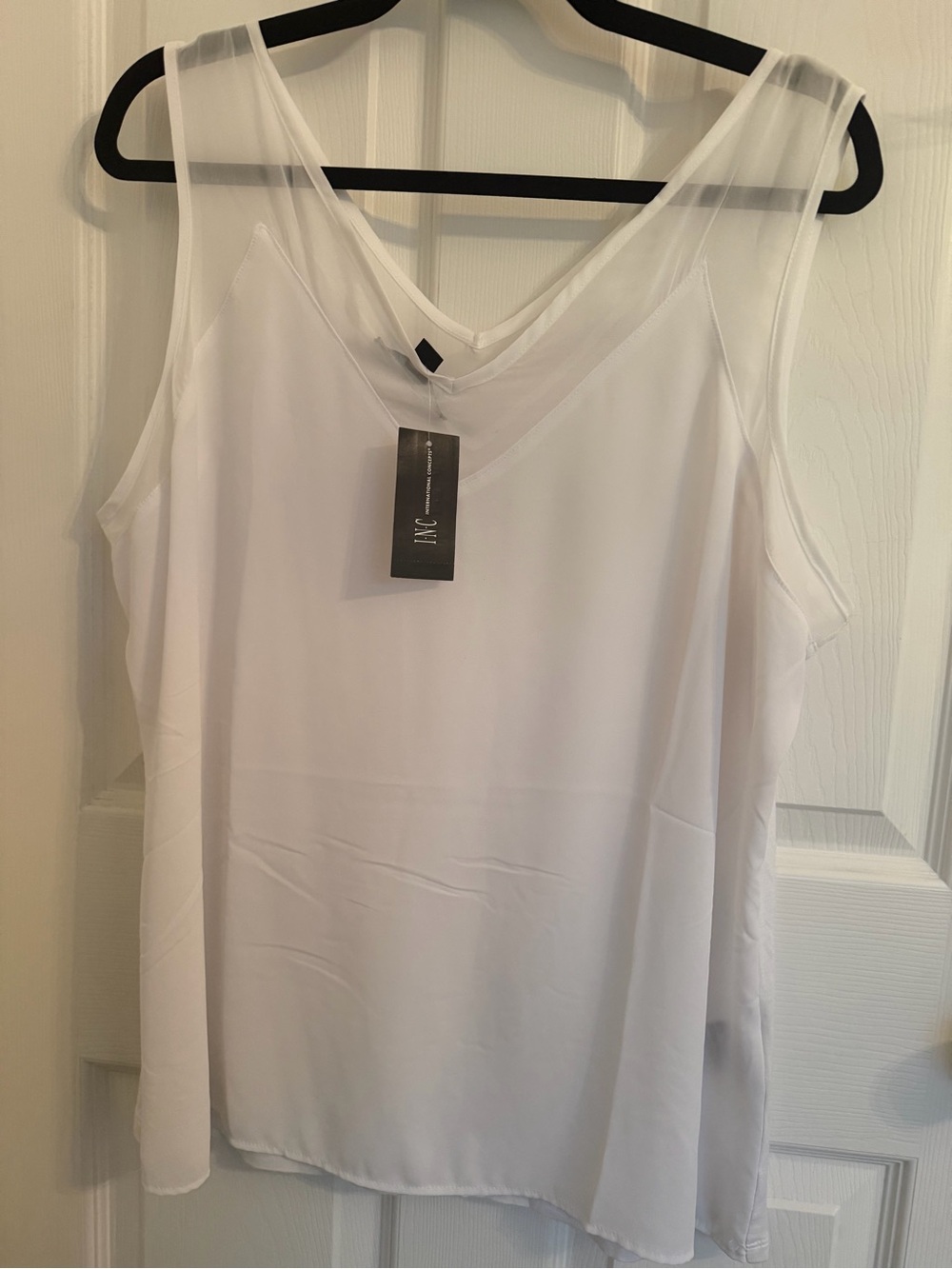 INC International Concepts White Sheer V-Neck Camisole
